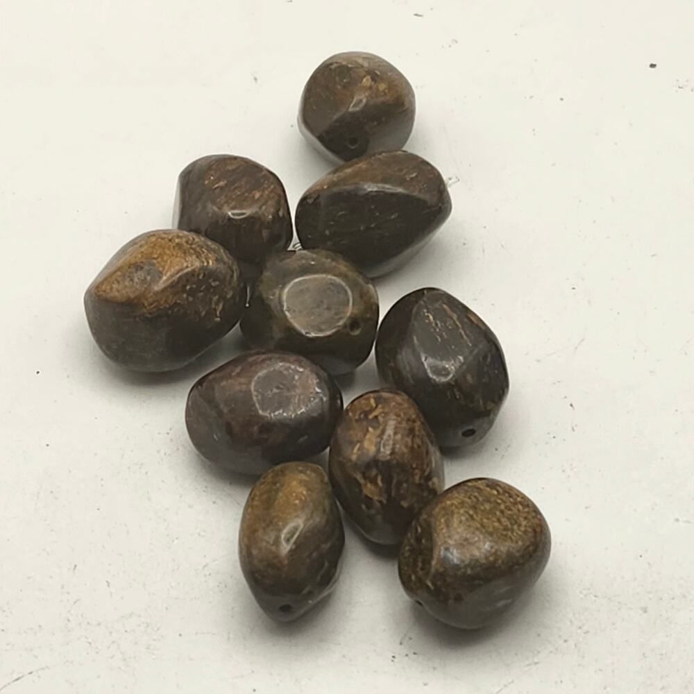 10 Bronzite Nugget Beads Brown Gold Sheen Drilled Gemstone Jewelry Supply Lot